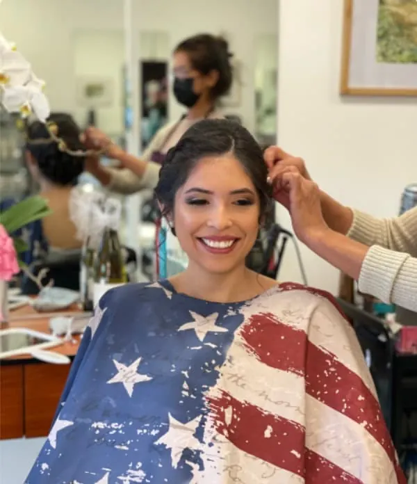 Bridal updo styling by a Creative Hair & Spa stylist